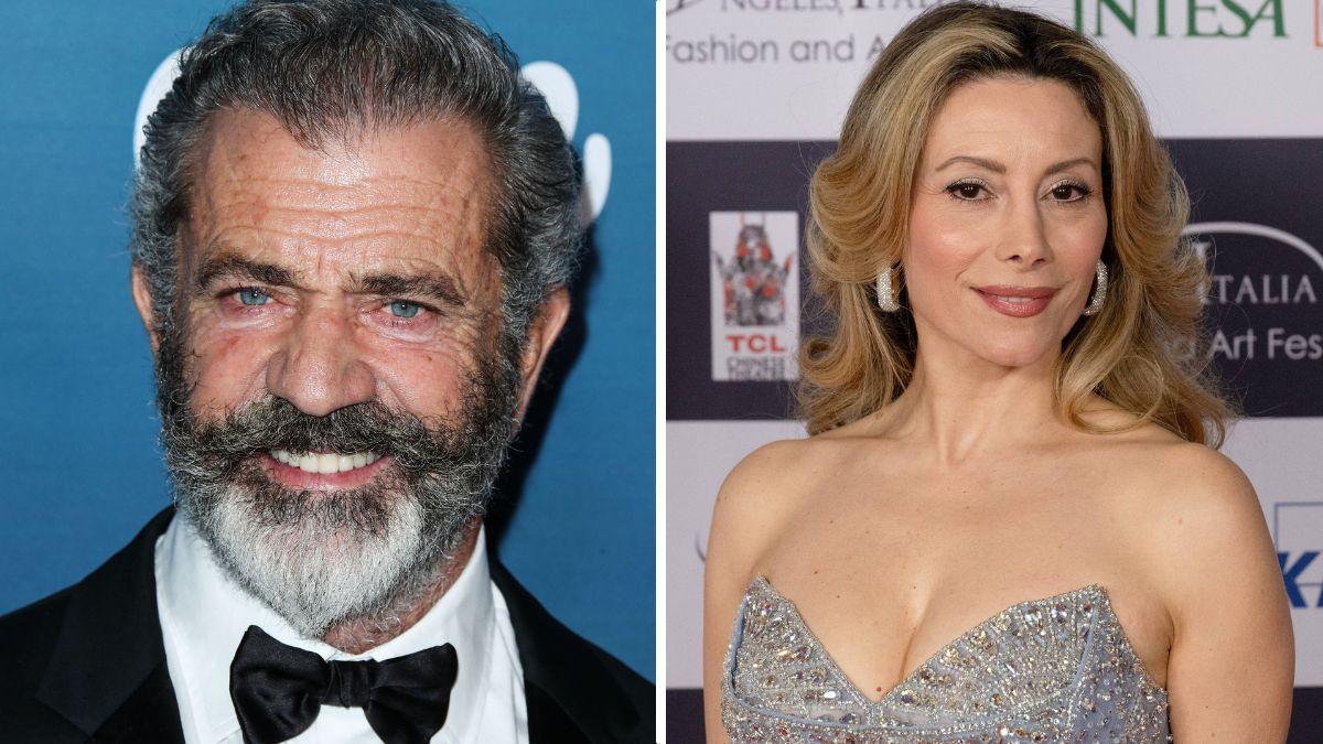 Split photo of Mel Gibson and Antonella Salvucci