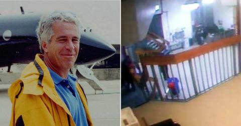 Picture of Jeffrey Epstein and video ffotage of his prison cell