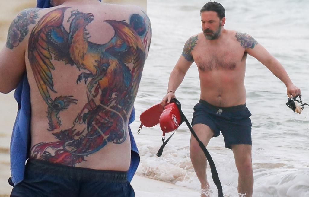 Ben Affleck Sports Back Tattoo