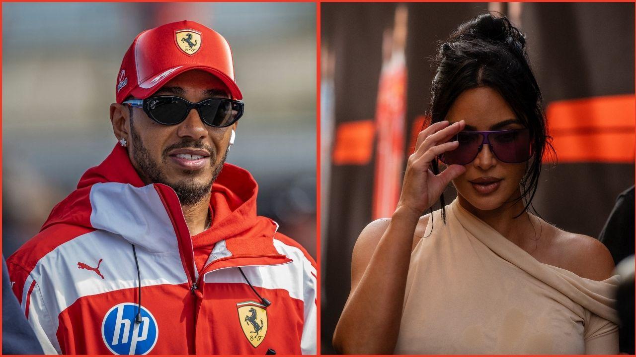 Split photo of Lewis Hamilton and Kim Kardashian