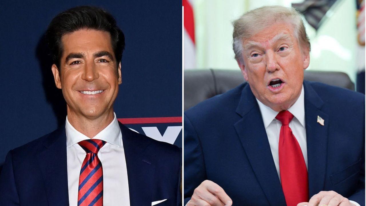 A photo of Jesse Watters alongside a photo of Donald Trump