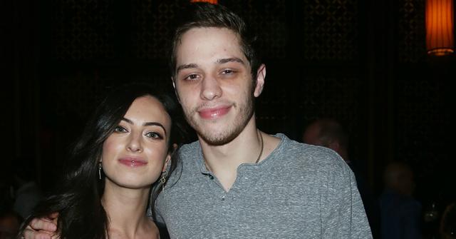 Pete Davidson was all smiles in a grey sweater, alongside girlfriend at the time, Cazzie David, who wore a black dress.