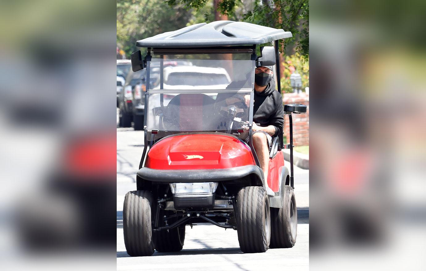 jax taylor drives golf cart to the barber in west hollywood