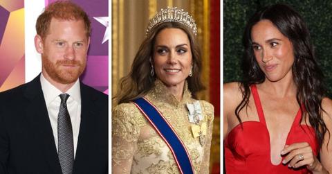 Split photos of Prince William, Princess Catherine and Meghan Markle