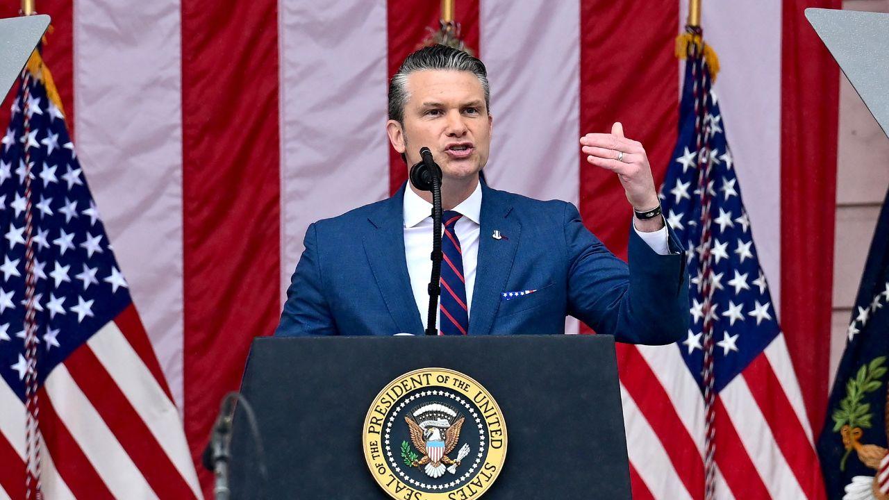 image of The defense secretary also drew criticism after attempting to imitate the late Senator Lindsey Graham during the ceremony.