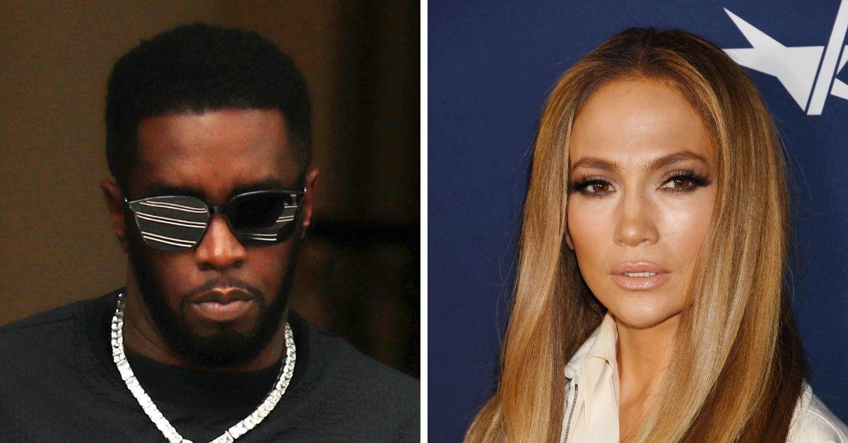 Split photo of Sean 'Diddy' Combs, Jennifer 'J Lo' Lopez