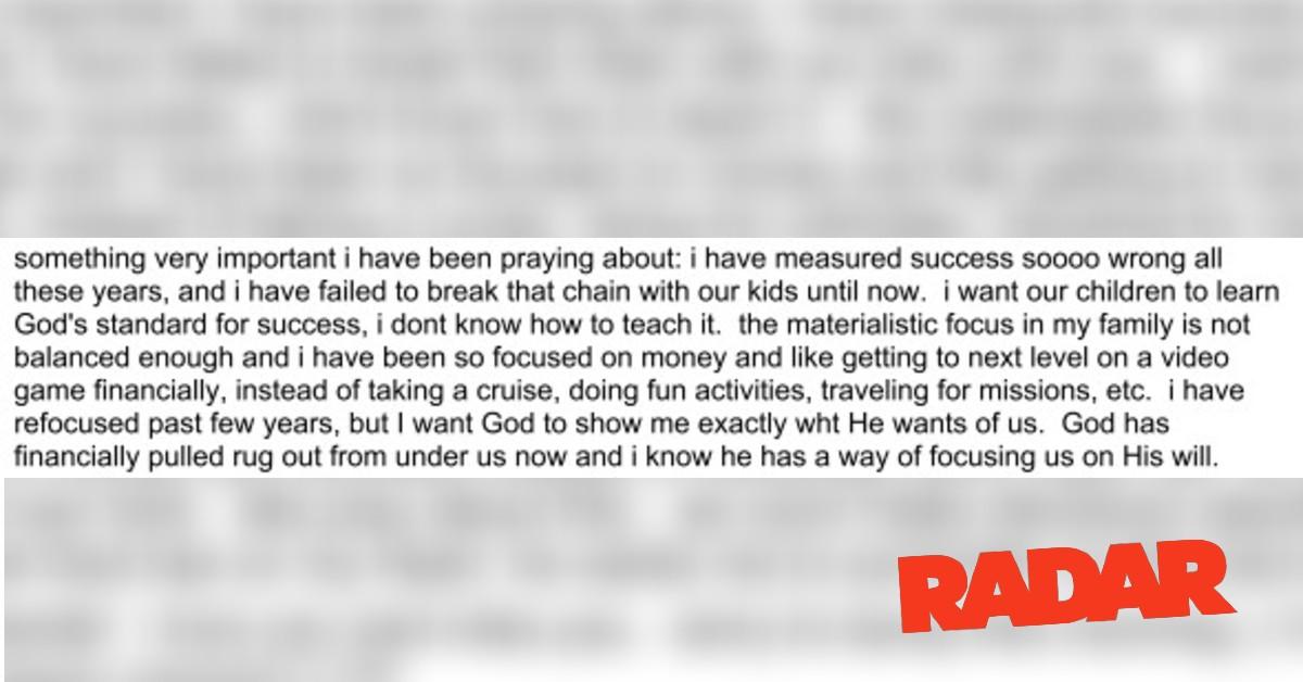 Radar obtained an email Josh Duggar wrote to his wife, Anna Duggar, in February 2022.
