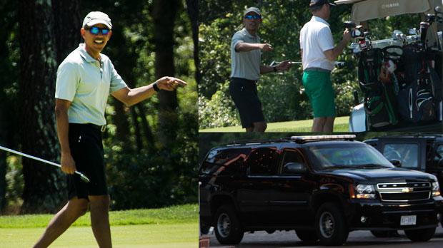 Barack Obama Golf Vacation Motorcade Clogs Street