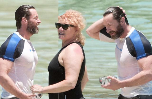 //hugh jackman shirtless wife deborra lee furness swimsuit caribbean pp