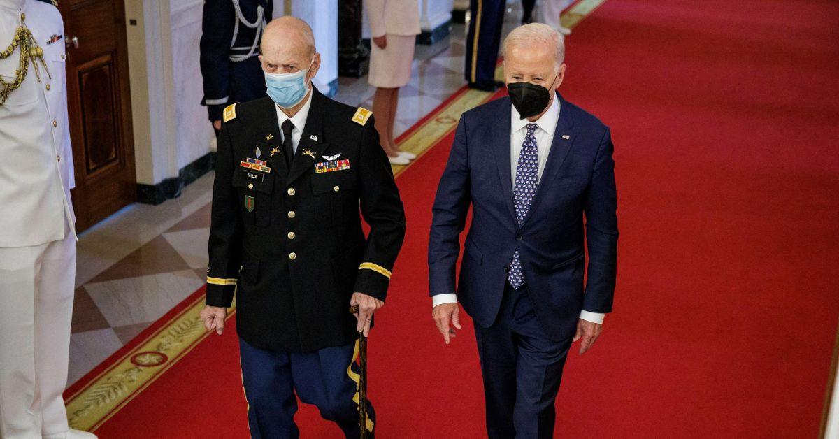 president joe biden slammed walking out medal honor ceremony jpg