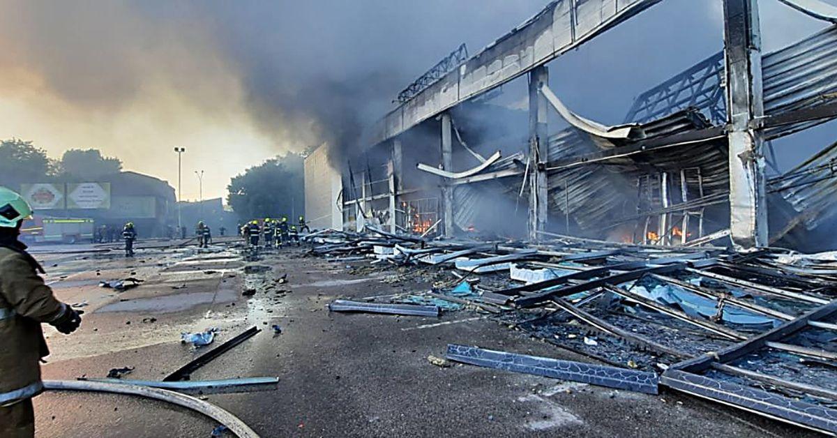 CCTV Footage Shows Moment Russian Missiles Strike Ukrainian Mall