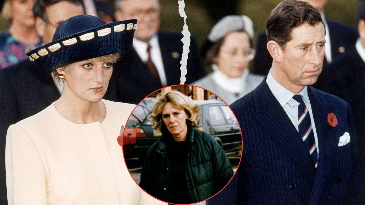 Split photos of Princess Diana, King Charles and Camilla Parker Bowles.