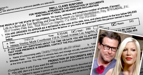 Tori Spelling Dean McDermott Subpoena Lawsuit