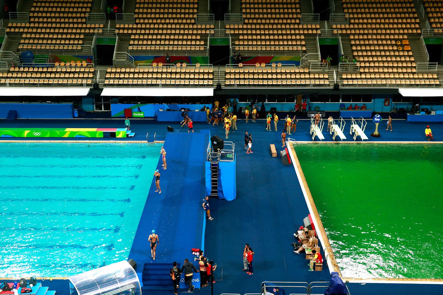 Rio Olympics 2016 Disasters Media Bus Shooting Pool Green