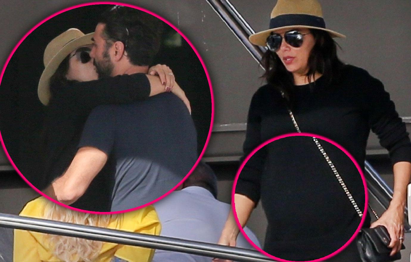 Pregnant Eva Longoria Kisses Husband Jose Baston