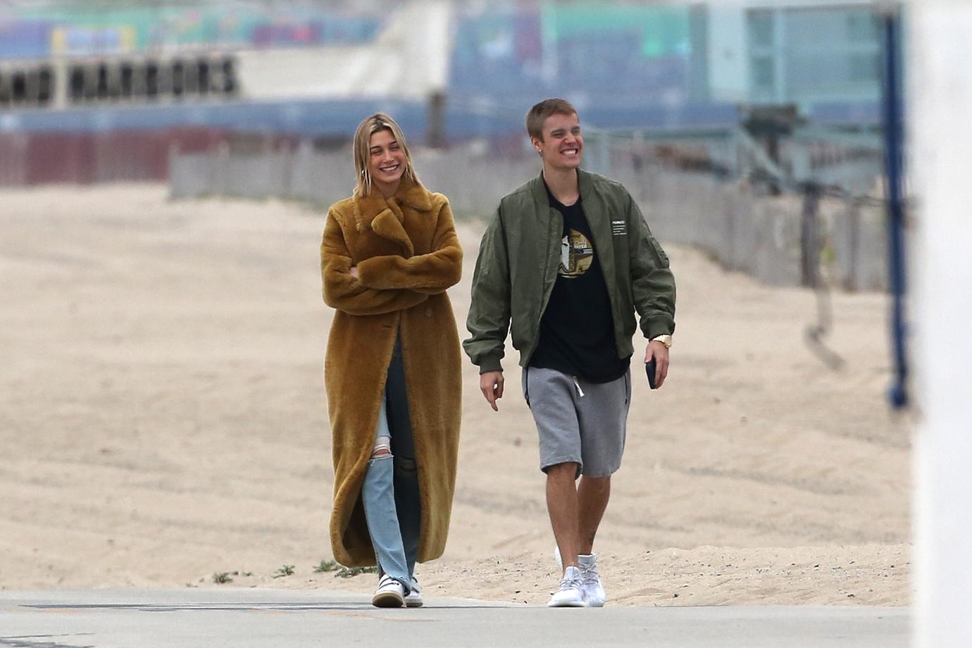 Justin Bieber And Hailey Baldwin Go For Beach Stroll