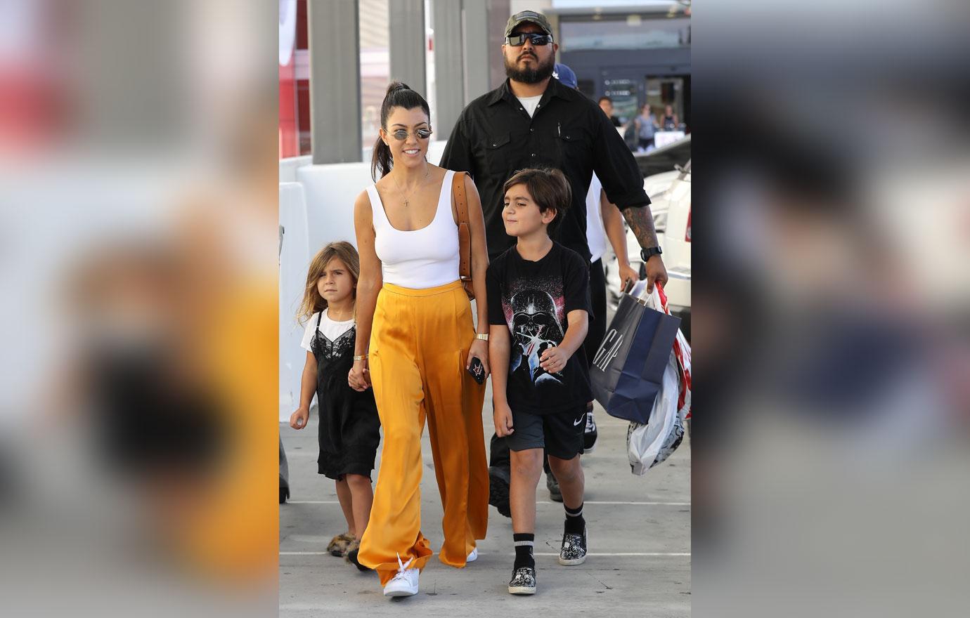 Kourtney Kardashian Goes Braless Yellow Pants