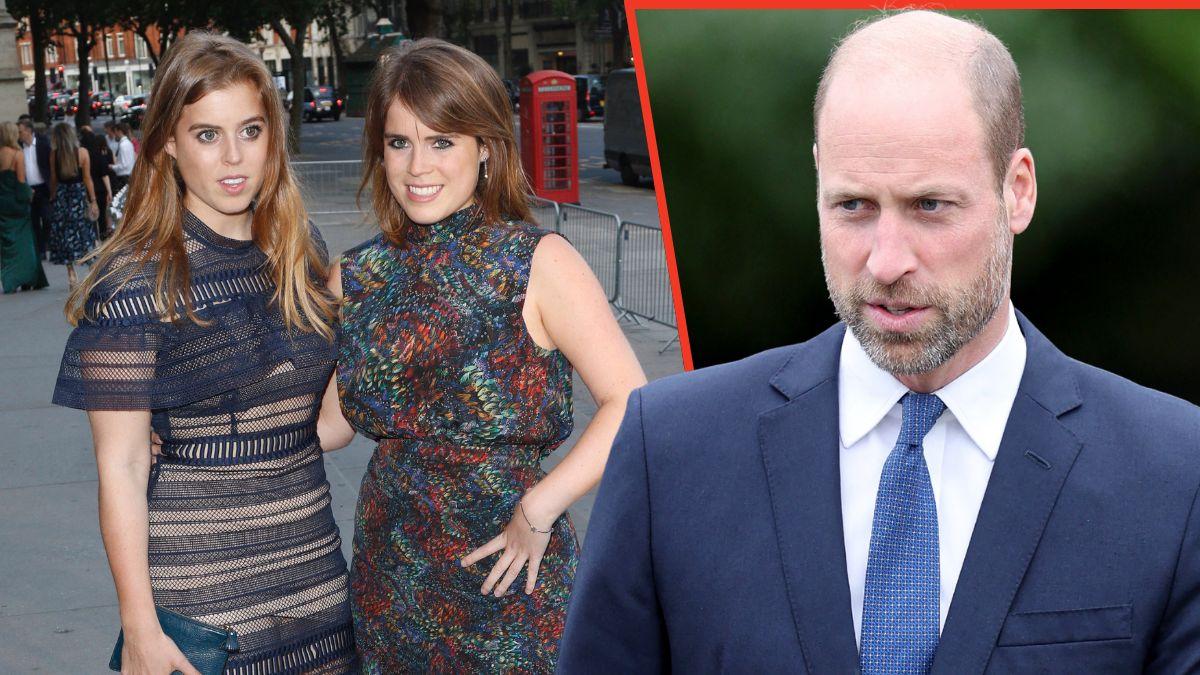 Split photos of Prince William, Princesses Eugenie and Beatrice