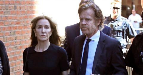 Felicity Huffman arrives at federal court with her husband William H. Macy for sentencing in a nationwide college admissions bribery scandal