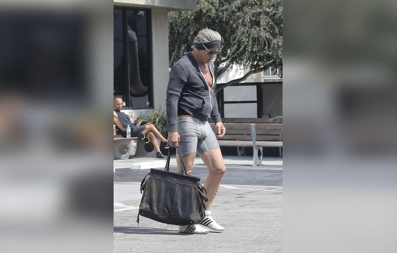 Mickey Rourke Flashes Bulge In Skin Tight Grey Boxers – At 64