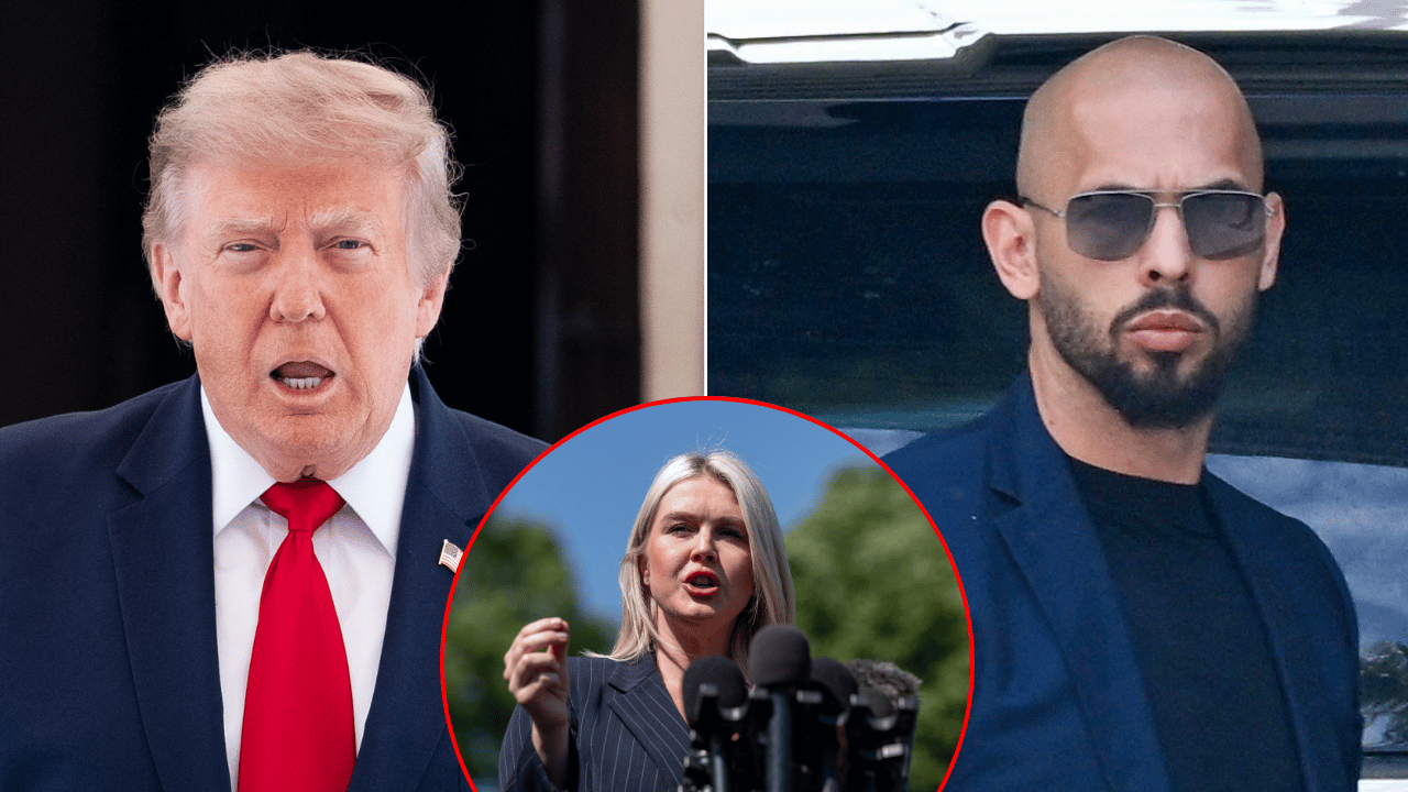 Photo of Donald Trump; Karoline Leavitt; Andrew Tate