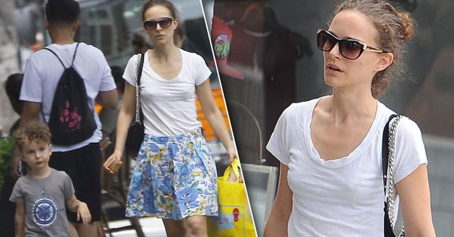 Natalie Portman No Makeup Braless Husband & Son