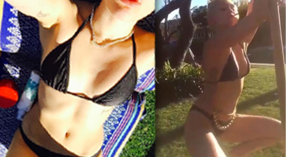 Mileys Most Outrageous Instagram Yet She Pole Dances In Bikini While Smoking Something Funky