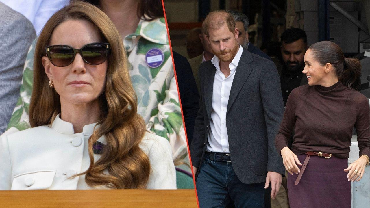 Split photos of Princess Catherince, Prince Harry and Meghan Markle