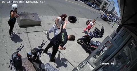 carnage new york video maniac bash bike shop worker stabbed bites cop