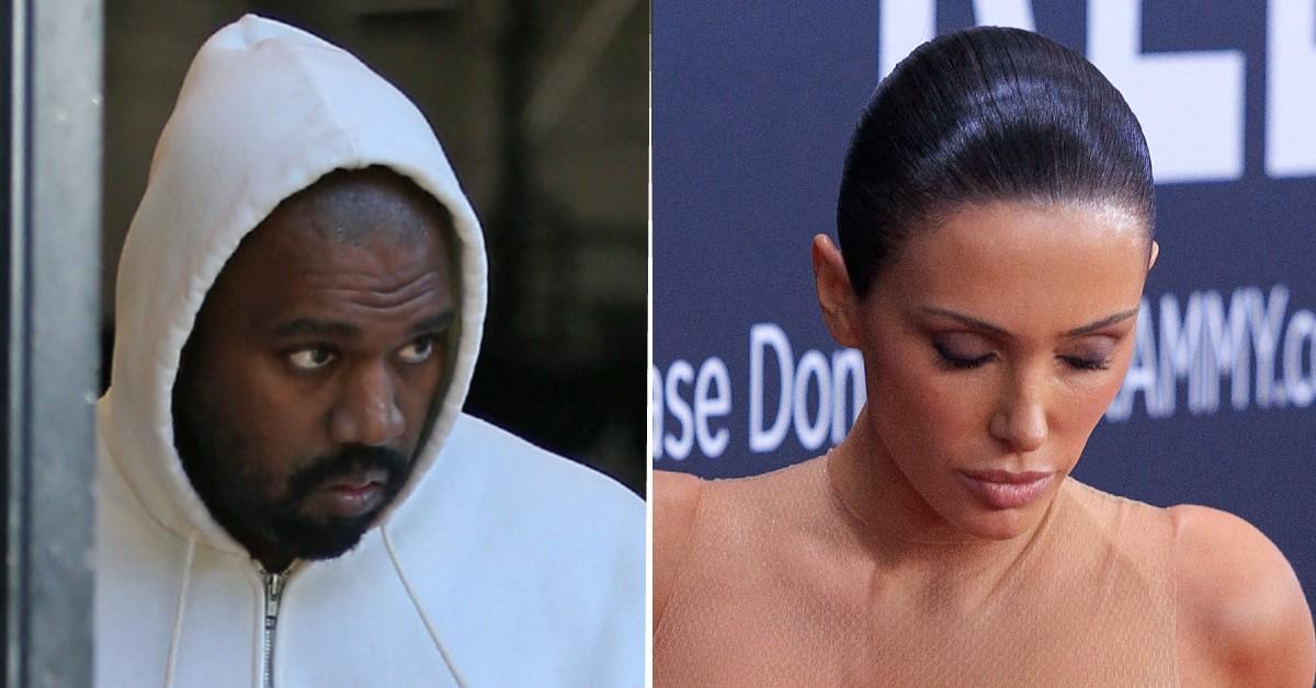 Split photo of Kanye West, Bianca Censori