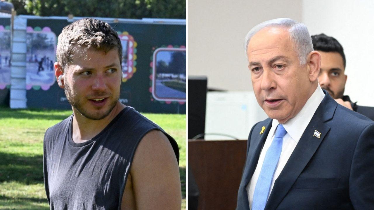 A photo of Yair Netanyahu alongside a photo of Benjamin Netanyahu