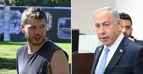 A photo of Yair Netanyahu alongside a photo of Benjamin Netanyahu