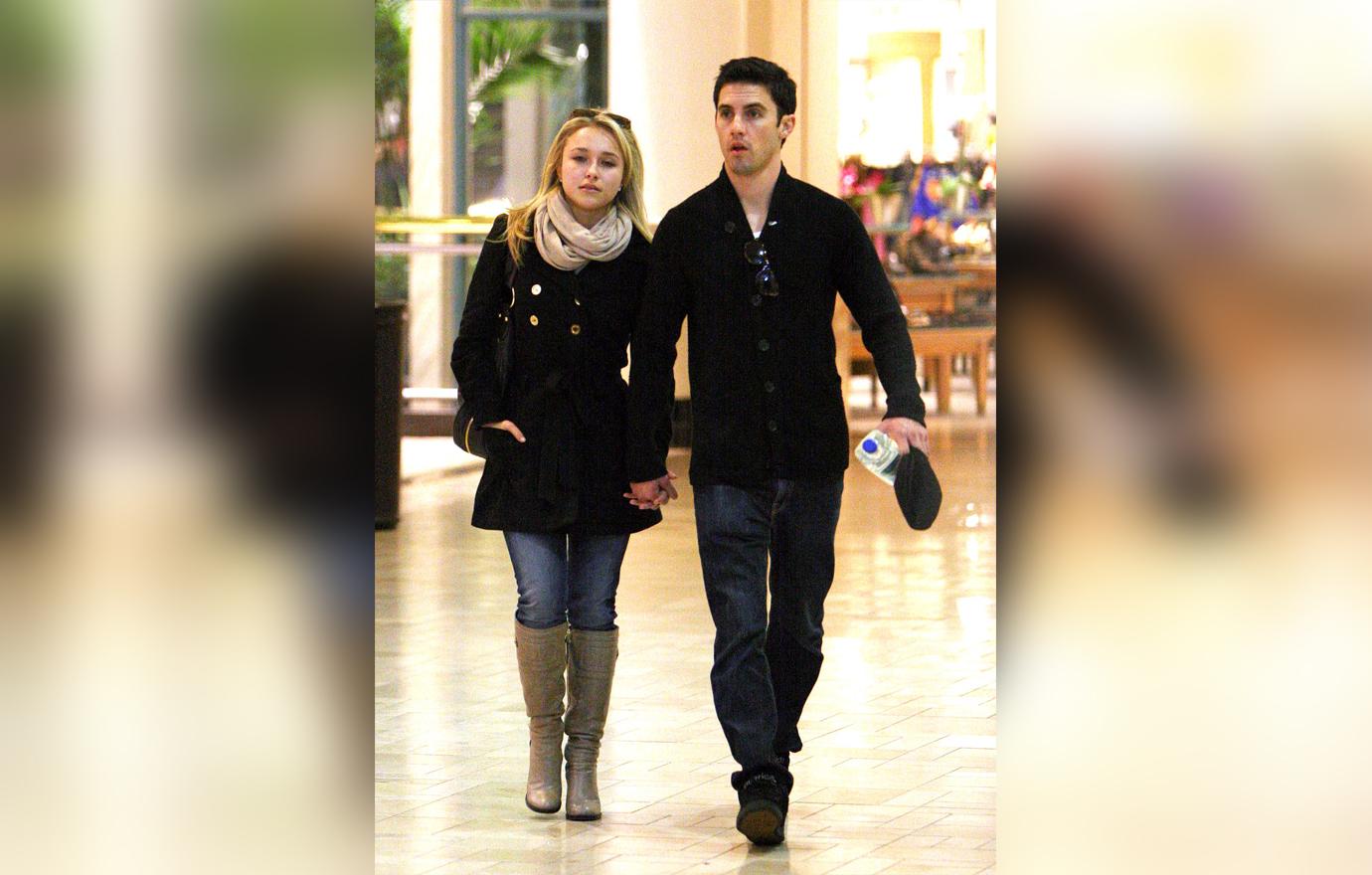 Hayden Panettiere and Milo Ventimiglia Hold Hands Walking Through A Mall