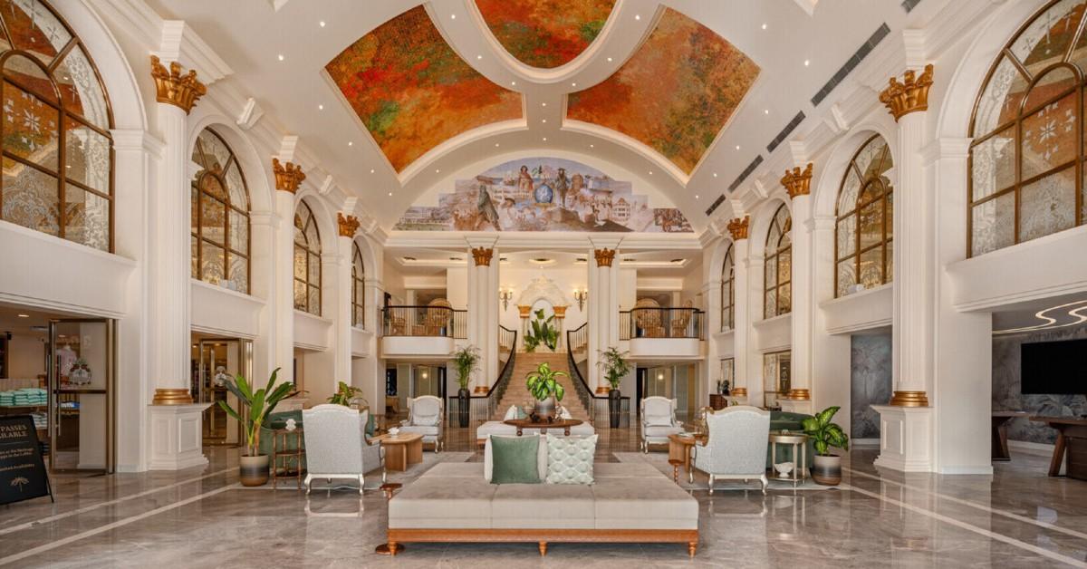 The lobby of the British Colonial Hotel Nassau.