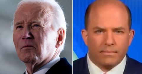 Split photo of Joe Biden and Brian Stelter..