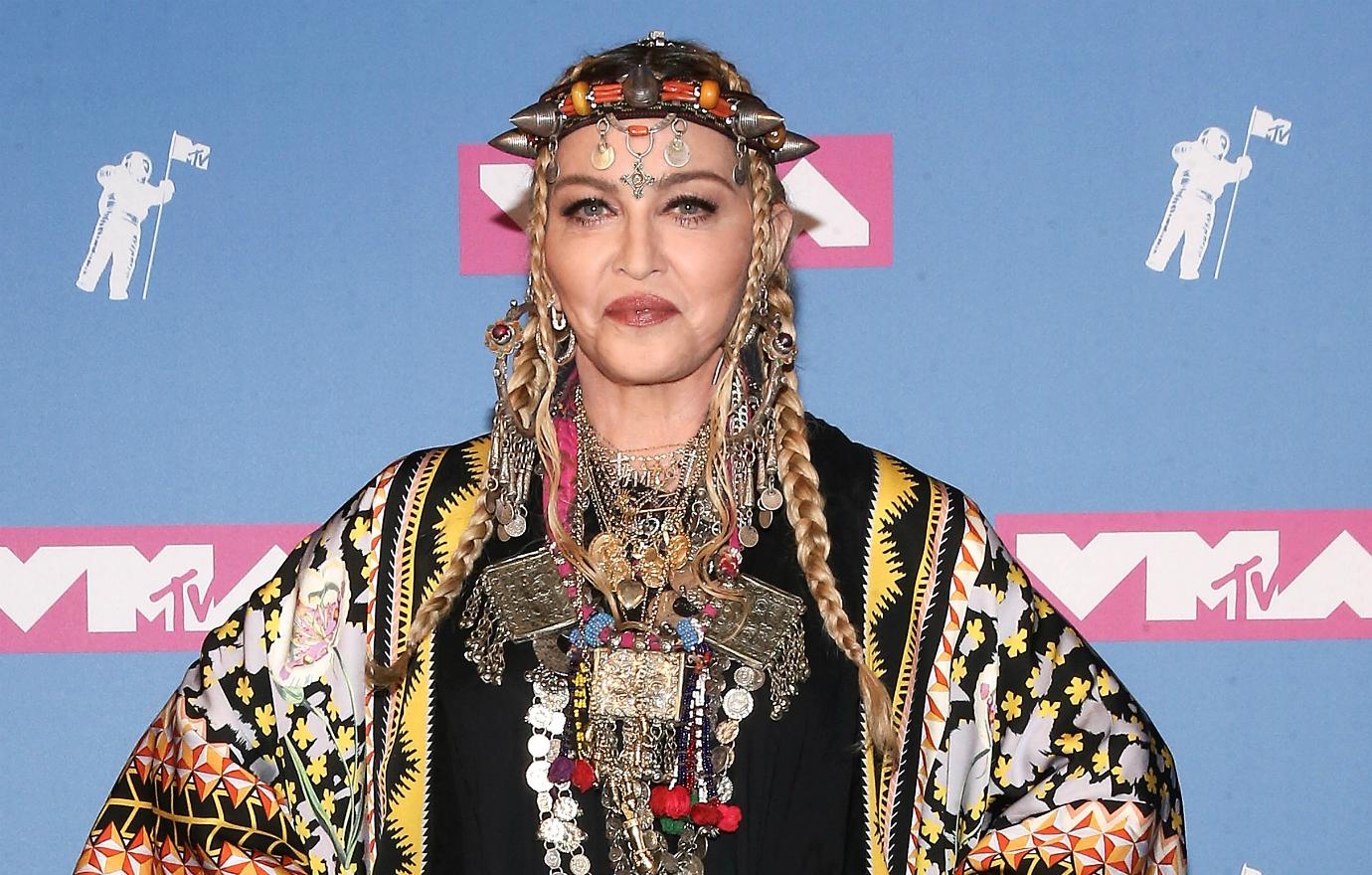 Madonna poses in the press room at the 2018 MTV Video Music Awards Press Room at Radio City Music Hall on August 20, 2018 in New York City.