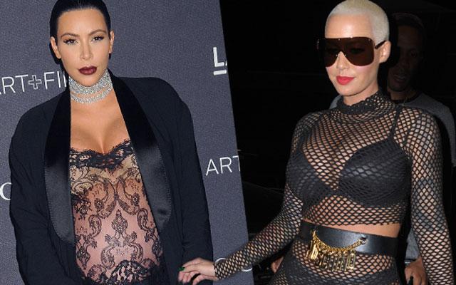 Kim Kardashian Amber Rose See Through Black Outfits