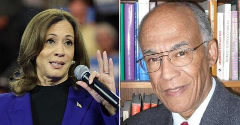 Composite photo of Kamala Harris and Donald J. Harris.