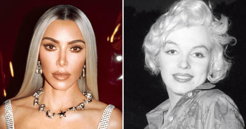 Composite photo of Kim Kardashian; Marilyn Monroe.
