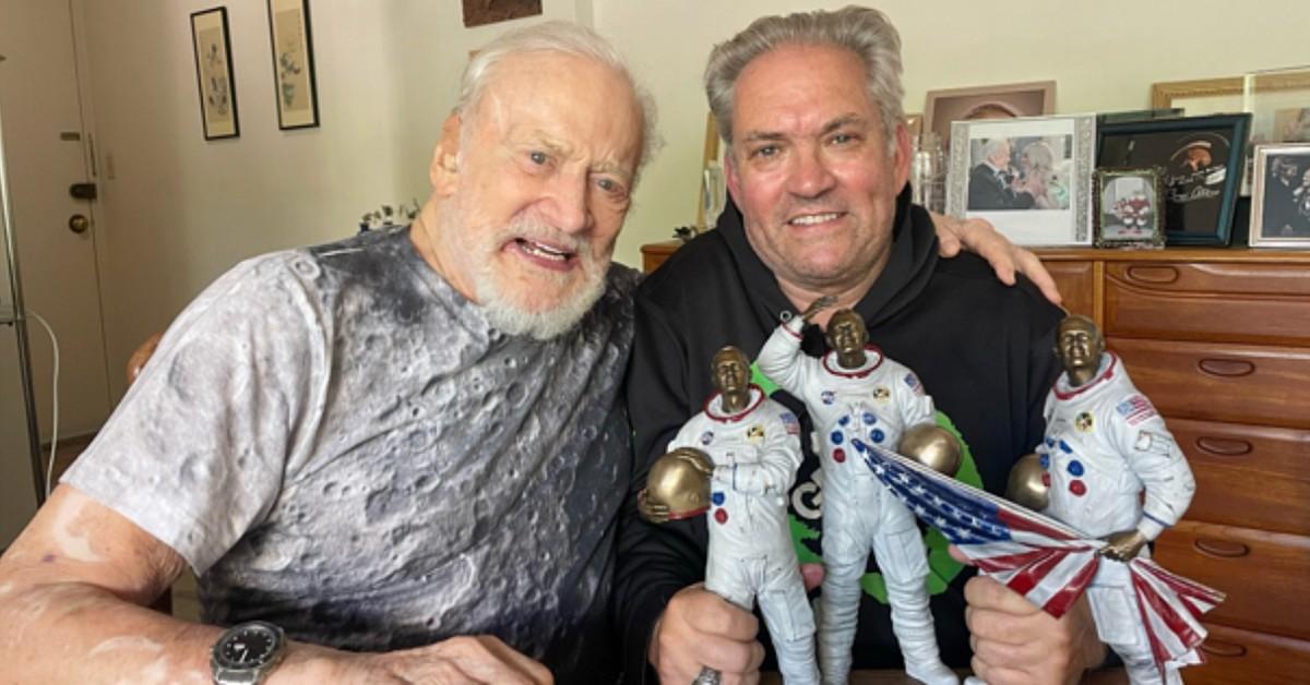 Image of Buzz Aldrin's friend Steve Barber is concerned for the astronaut's well-being. Both are seen here in happier and healthier times.