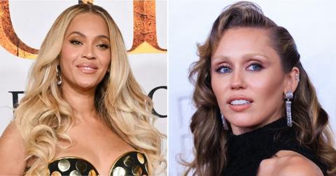 Split photo of Beyonce, Miley Cyrus