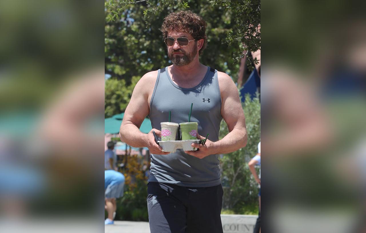 [PICS] Gerard Butler Shows Off Bulging Muscles In A Tank