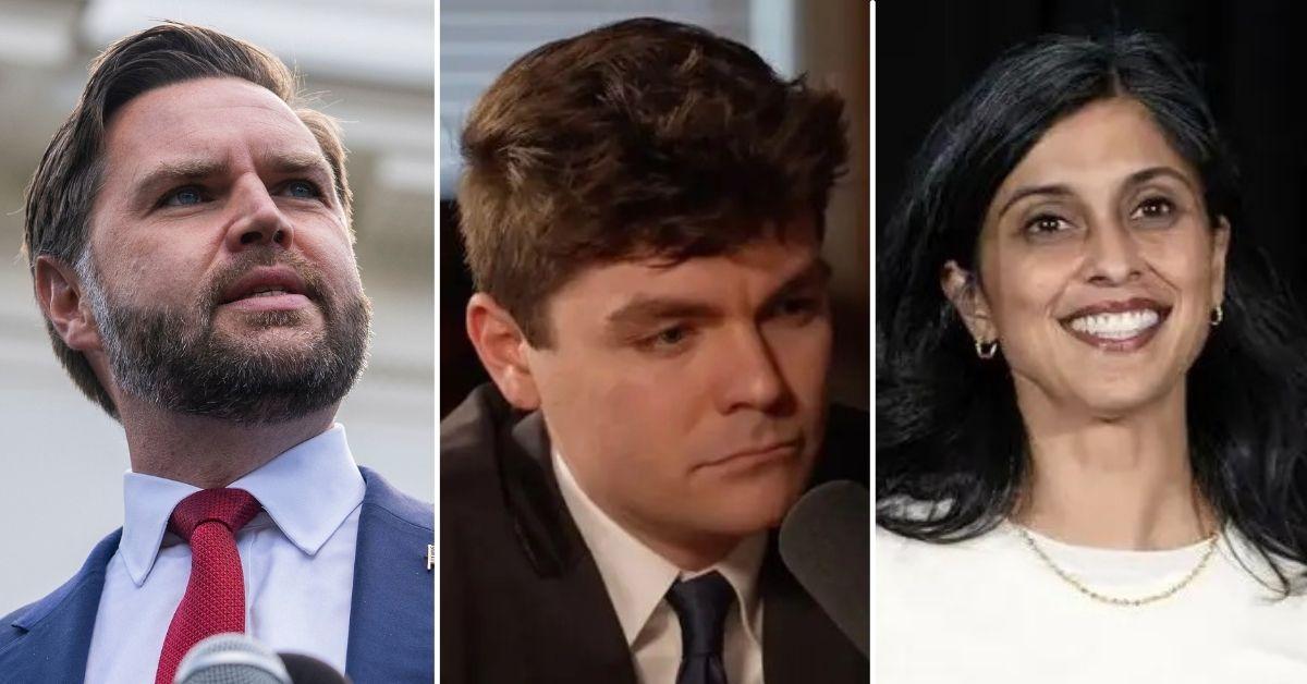 Composite photo of J.D. Vance, Nick Fuentes and Usha Vance