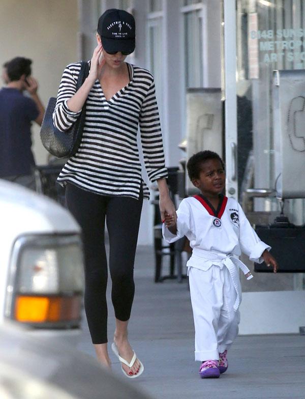 Charlize Theron & Son Jackson Karate Class