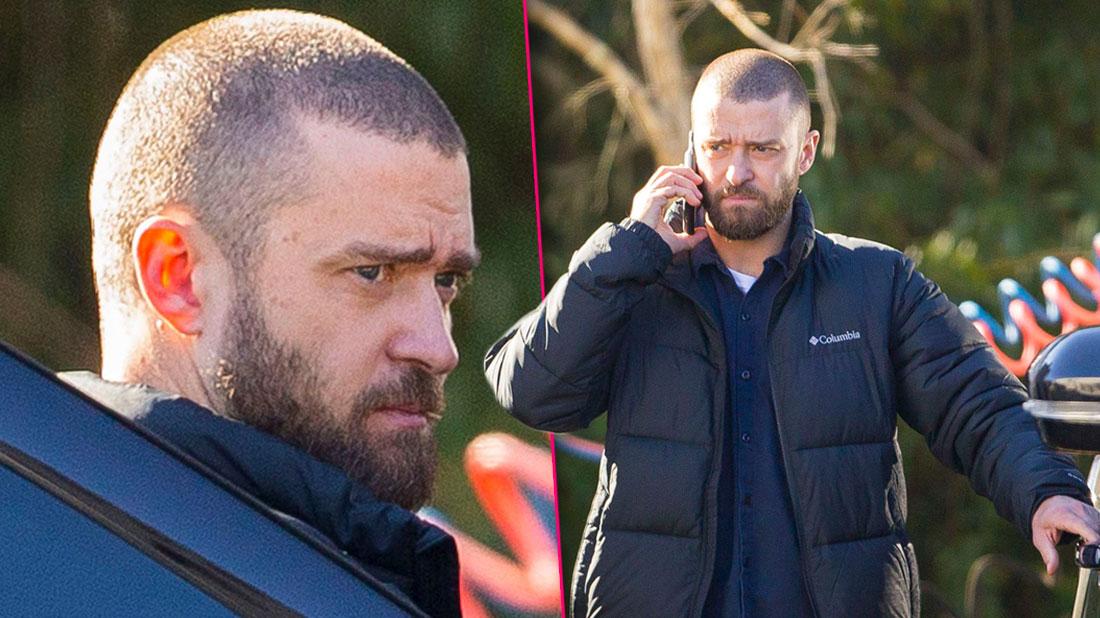 Justin Timberlake Looks WorriedOn Set While Filming After PDA With Costar