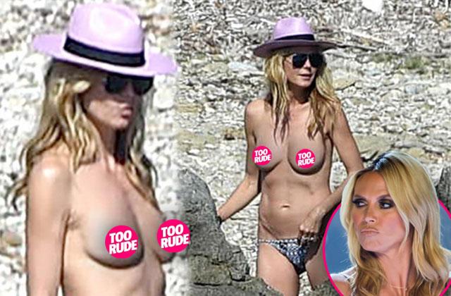 //heidi klum topless bikini france  pp