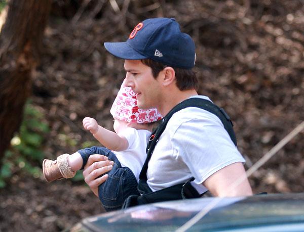 Doting Daddy! Ashton Kutcher Takes Baby Wyatt On A Run After Diaper ...