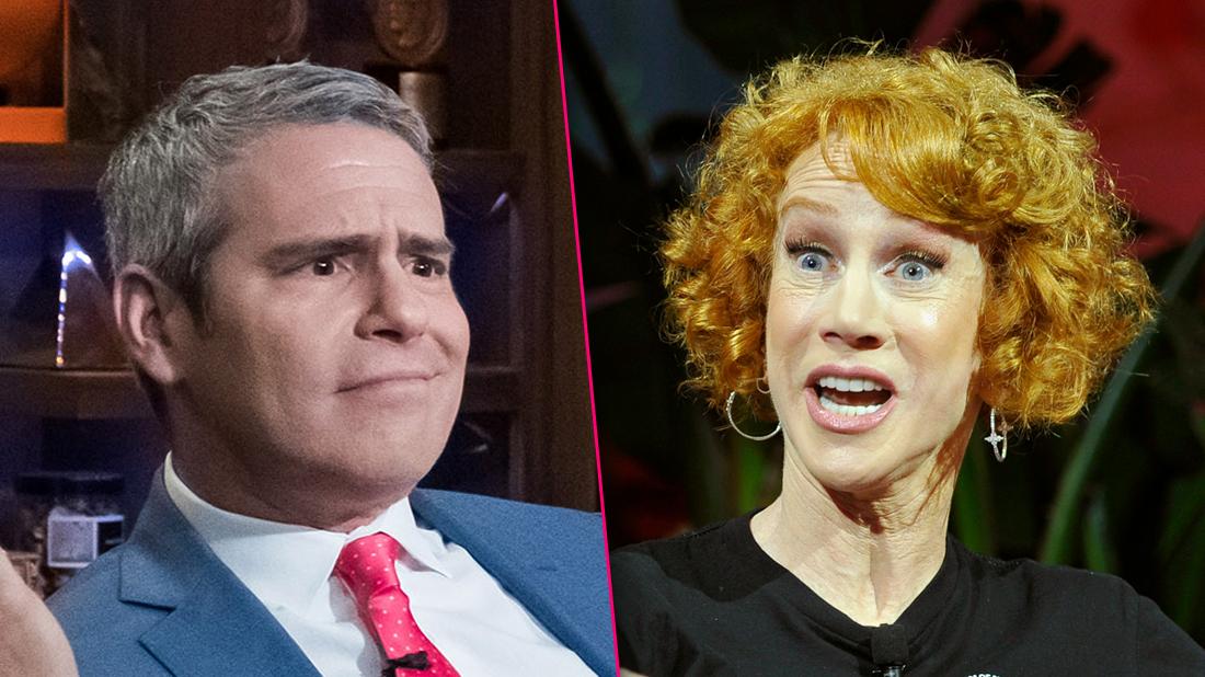 Andy Cohen Closeup Looking Annoyed and Kathy Griffin Closeup Looking Angry Mid Yelling