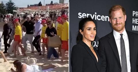 picture of Aussie sunbather, Prince Harry and Meghan Markle