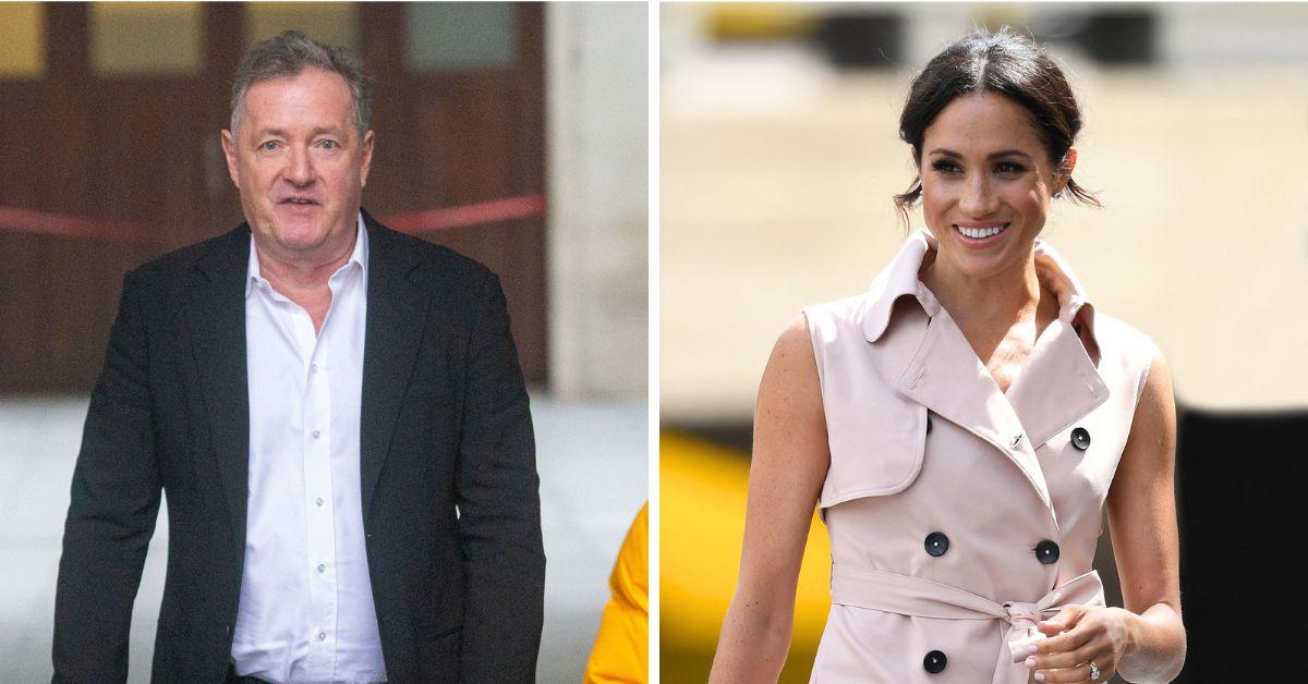 Split photo of Piers Morgan and Meghan Markle